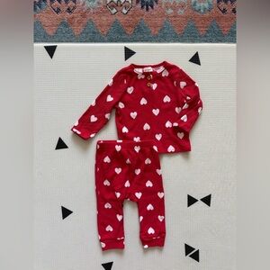 Cat & Jack|Baby girl heart print Red/white matching set,long sleeve & leggings•